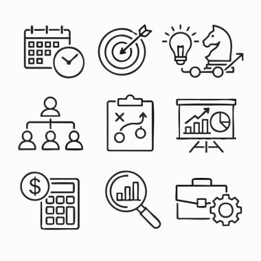 Proje yönetimi ve stratejisi için simgeler