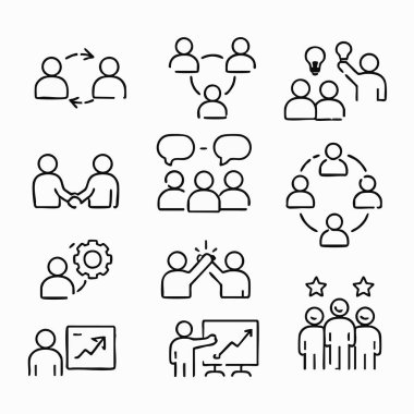 İş birliği için takım çalışması simgeleri