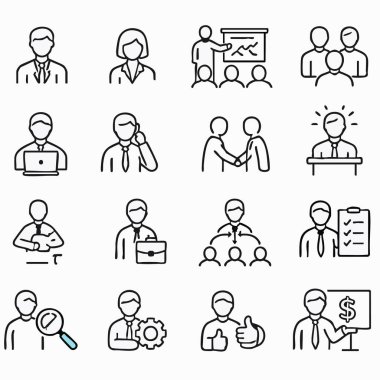 İş profesyonelleri ve takım çalışması simgeleri ayarlandı