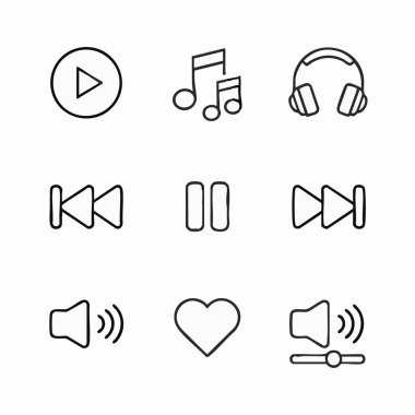 Müzik çalma denetimlerini temsil eden simgeler