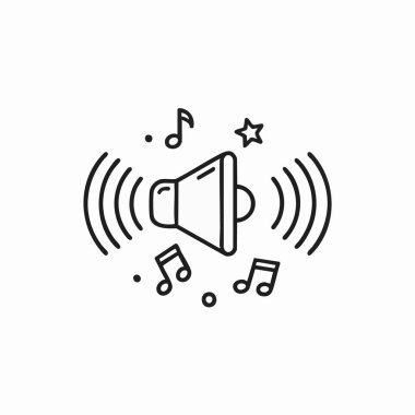 Müzik notaları ve sesi olan hoparlör.