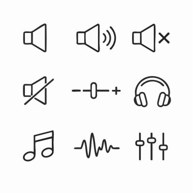 Sound icons and audio control illustrations