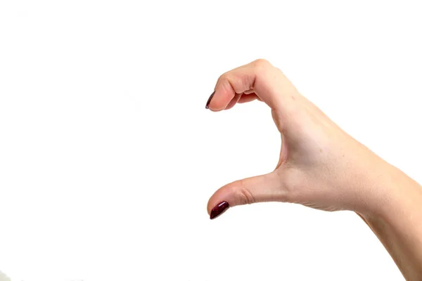 Рука Формирует Половину Формы Сердца Руки Образуют Сердце Белом Фоне — стоковое фото