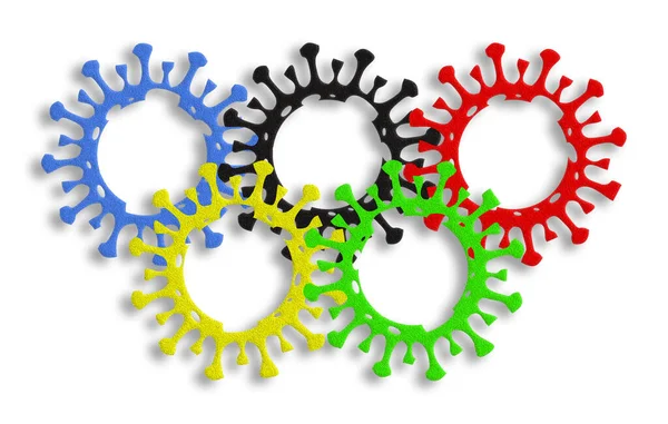 Olympic Logo Coronavirus Covid Cells Olympic Game Concept — Stock Photo, Image