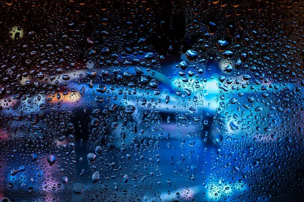 Nachtleven Door Voorruit Auto Lichten Regen Vintage Stijl Fotografie Uitzicht — Stockfoto