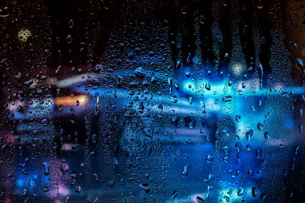 Nachtleven Door Voorruit Auto Lichten Regen Vintage Stijl Fotografie Uitzicht — Stockfoto