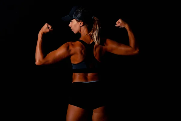 Mulher Fitness Feminino Com Corpo Muscular Fazer Seu Treino Mulher — Fotografia de Stock