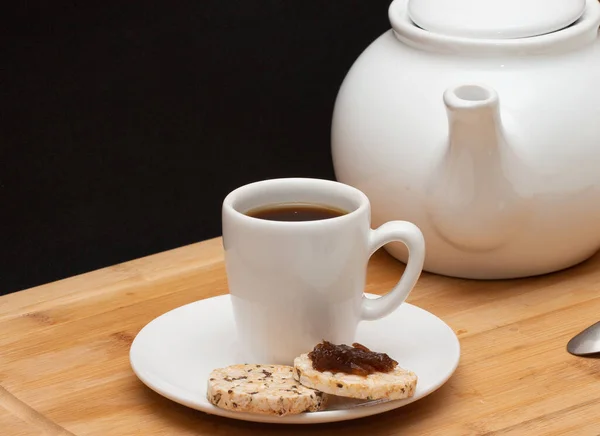 Cup Coffe Surounded Coffee Pot — Fotografia de Stock