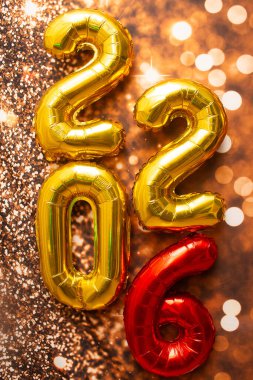 Altın tabela diyor ki: 2026 Bokeh arkaplan