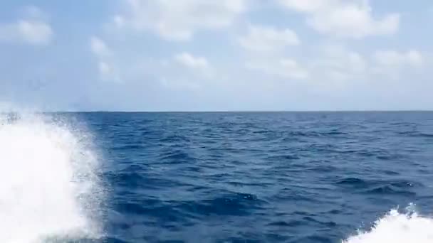 Vue Latérale Des Éclaboussures Eau Surface Mer Depuis Bateau Moteur — Video