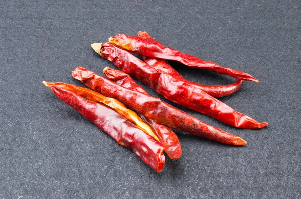 Dried chili  on black background — Stock Photo, Image