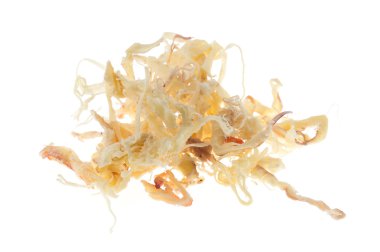 Rendelenmiş kurutulmuş beyaz arka plan üzerinde izole mürekkep balığı