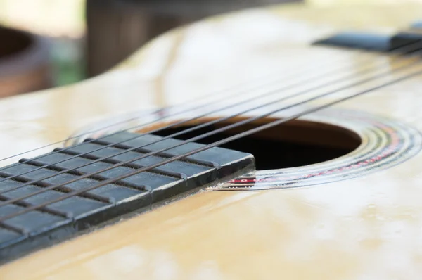 Drewniana gitara tło z miejsca dla tekstu — Zdjęcie stockowe