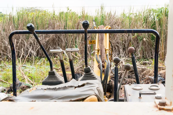 Backhoe controls Heavy machinery control — Stock Photo, Image