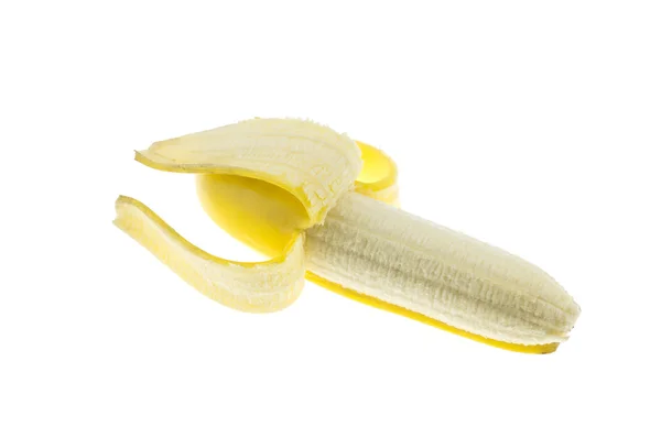 Descascado Cavendish Banana Isolar no fundo branco — Fotografia de Stock