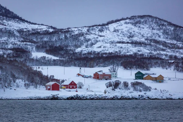 Kleines Dorf Auf Dem Weg Nach Tromsö — Stockfoto