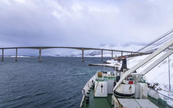 Ponte Silsand Finnsnes Nella Norvegia Del Nord — Foto Stock