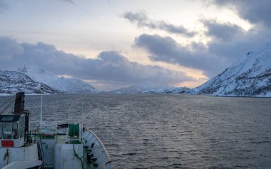 Norveç kıyısı boyunca bir yolcu gemisinde yolculuk. 