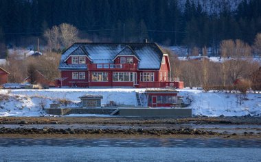 Norveç 'in deniz kıyısındaki Hesna şehri
