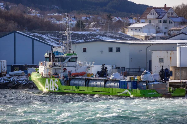 Haven Stad Met Veerboten Schepen Schepen Sandnessjoen Noorwegen — Stockfoto