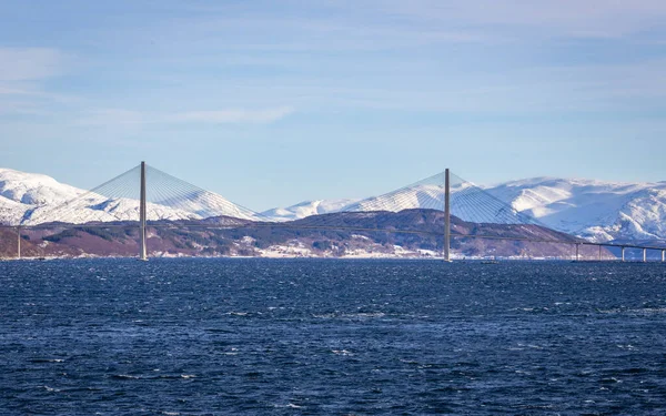 Most Helgeland Helgelandbrua Pobliżu Sandnessjoen Norwegii — Zdjęcie stockowe