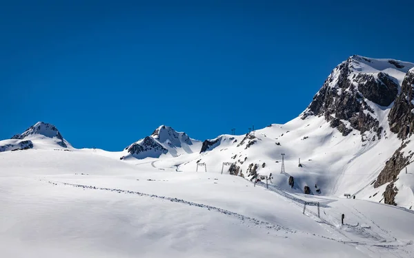 Snowy Alps Mountains Ski Lift Winter Time — Stock Photo, Image