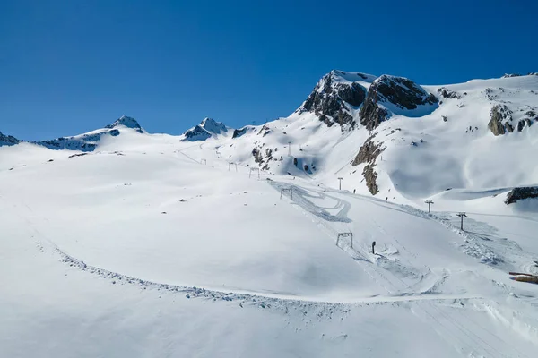 Snowy Alps Mountains Ski Lift Winter Time — Stock Photo, Image