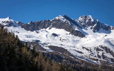 Kış zamanı Alp Dağlarının güzel manzarası