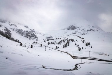 Karlı Alp Dağları 'nın güzel manzarası.