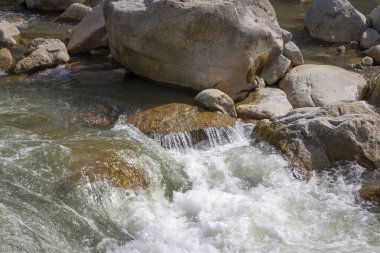 Alplerde taşlı hızlı dağ nehri
