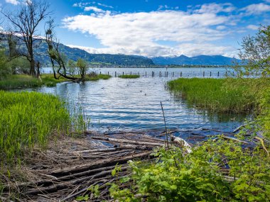 Alp dağlarındaki güzel göl manzarası