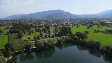 Jannersee 'de Vorarlberg, Avusturya' da Lauterach 'in yanında yerel dinlenme alanından görüntüler