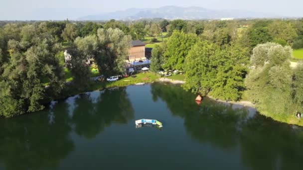 Видео Местной Зоны Отдыха Jannersee Рядом Lauterach Форарльберге Австрия — стоковое видео