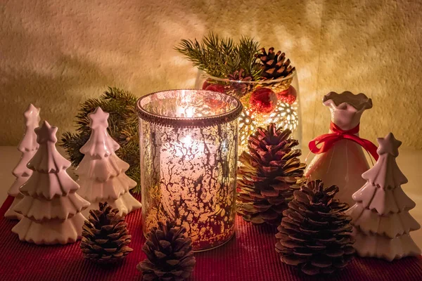 Romantická Dekorace Pro Adventní Vánoční Čas — Stock fotografie
