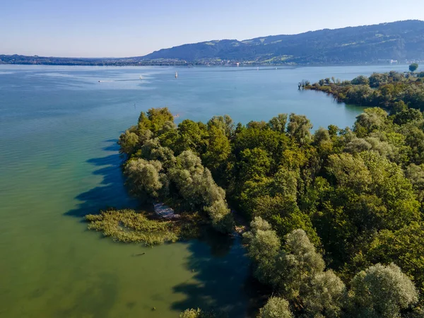 Relaksasi Dan Rekreasi Wocherhafen Dan Mulut Bregenzerache Danau Constance Austria — Stok Foto