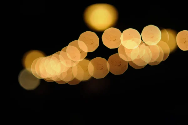 Lens Flare Night Yellow Lights Inviting Event — Stock Photo, Image