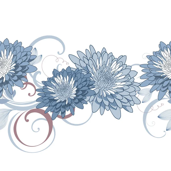 Çiçeksiz Desenli Mavi Kasımpatı Çiçekleri Duvar Kağıdı Duvar Dekorasyonu Yaratıcılık — Stok Vektör