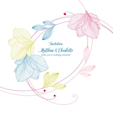 Tebrik ve davetiyeler için hoş bir çerçeve Amaryllis çiçekleri.