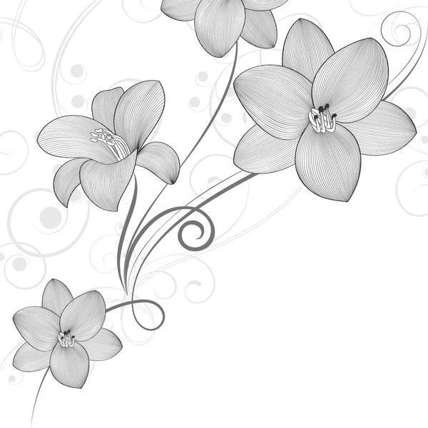 手绘花卉背景图 花百合花 设计的要素 矢量说明 — 图库矢量图片