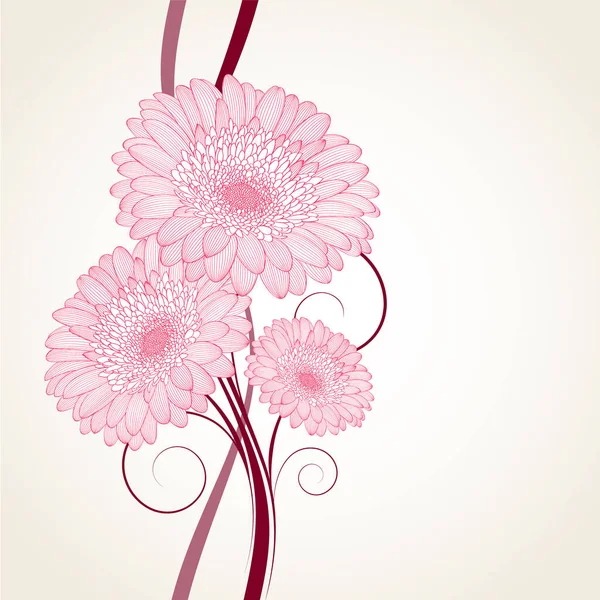 Handzeichnung Floralen Hintergrund Mit Blume Gerbera Element Für Design — Stockvektor