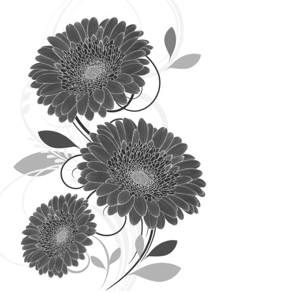Dibujo Mano Fondo Floral Gerberas Flores Vectoriales Elemento Para Diseño — Archivo Imágenes Vectoriales