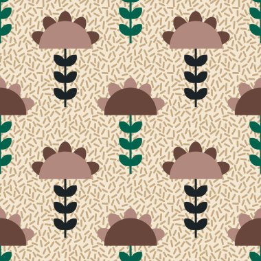 Çiçeklerle kusursuz tekrarlayan desen, vektör illüstrasyonu