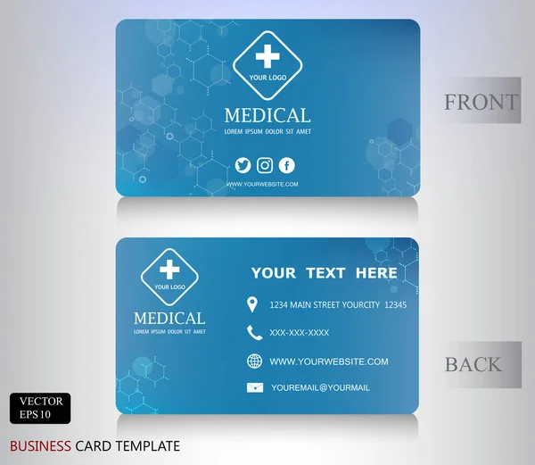 Resumen Médico Moderno Nombre Card Blue Vector Tarjeta Visita — Vector de stock