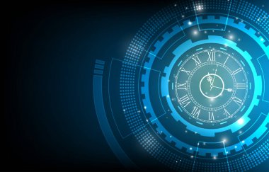 Soyut teknoloji saat vektör arkaplanı