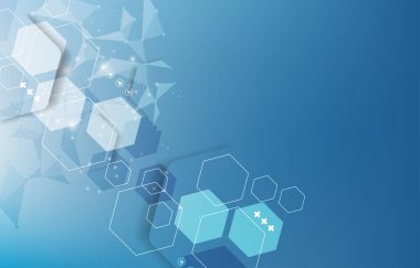 Vektör teknolojisi geometrik altıgen şekli. Mavi vektör altıgen arkaplan