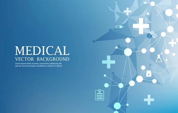 Medizinische Blaue Abstrakte Tapete Geometrisches Polygonmuster Medizinisches Symbol — Stockvektor