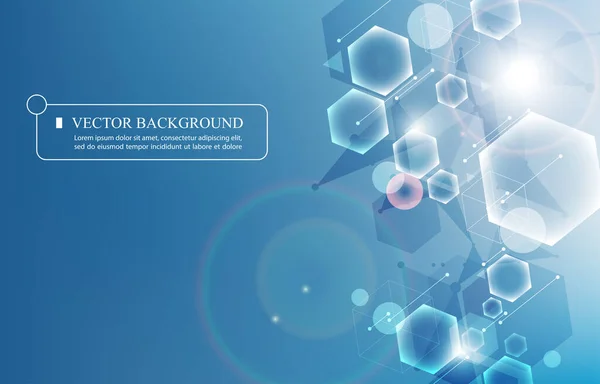 Fond Bleu Vecteur Hexagone Géométrique Futuristic Medical Concept — Image vectorielle
