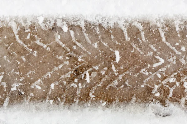 Texture Des Pneus Voiture Dans Neige — Photo