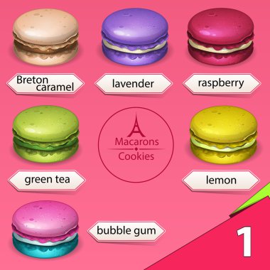 2 renkli güzel macaroons ayarla