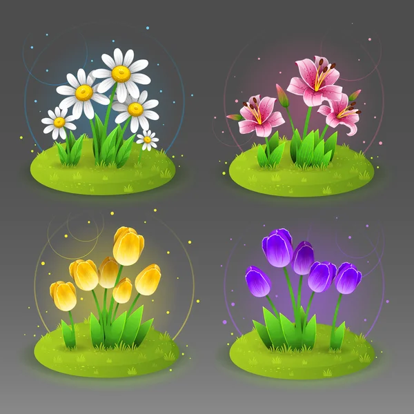Green lawn with flowers 2 Royalty Free Stock Vectors